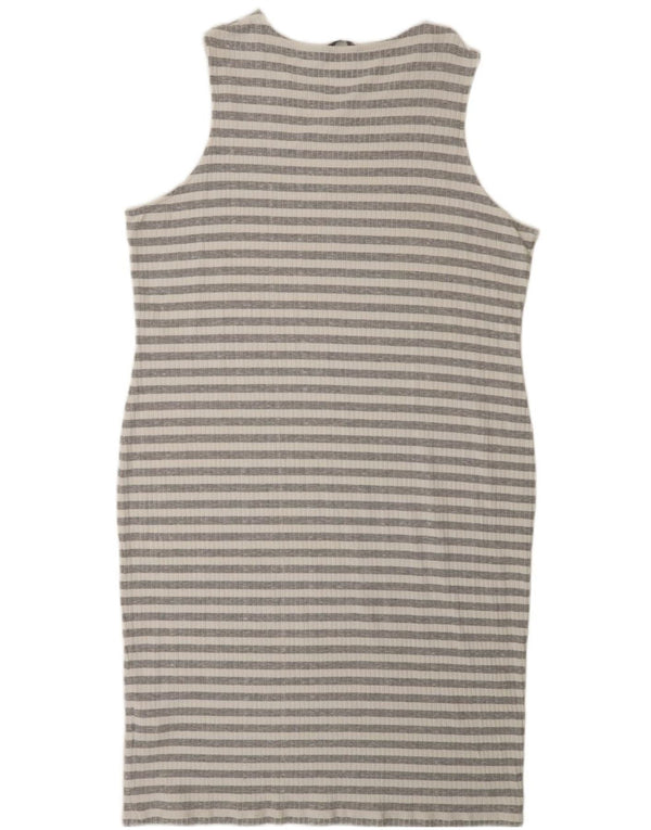 Marks & Spencer Γυναικείο Αμάνικο Bodycon Φόρεμα UK 22 3XL Γκρι ριγέ