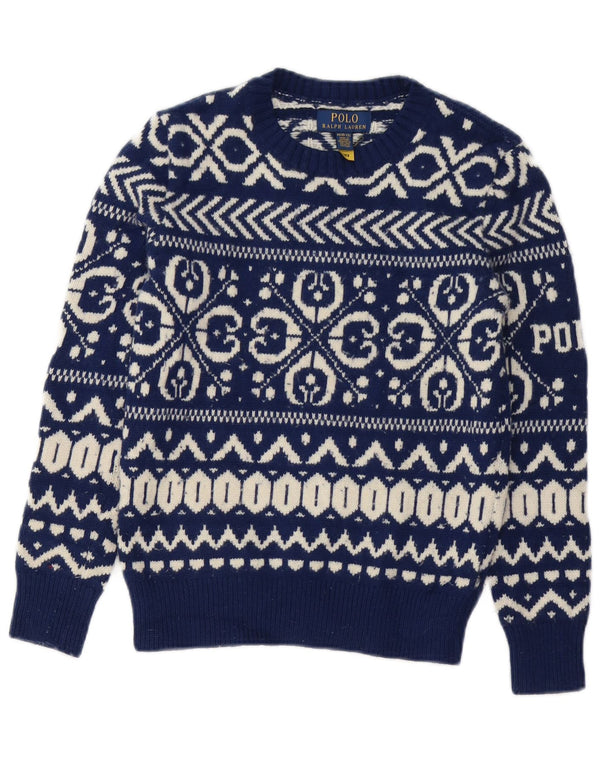 Polo Ralph Lauren Boys Boat Neck Jumper πουλόβερ 10-11 ετών Medium Navy Blu