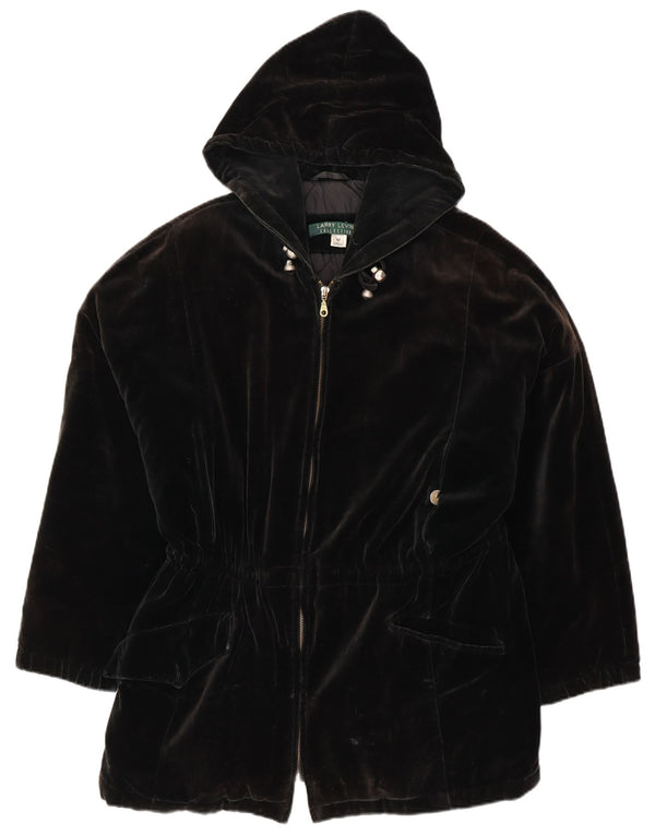 LARRY LEVINE Γυναικείο μπουφάν με κουκούλα, χαλαρή εφαρμογή αντιανεμικό UK 14, μεσαίο μαύρο