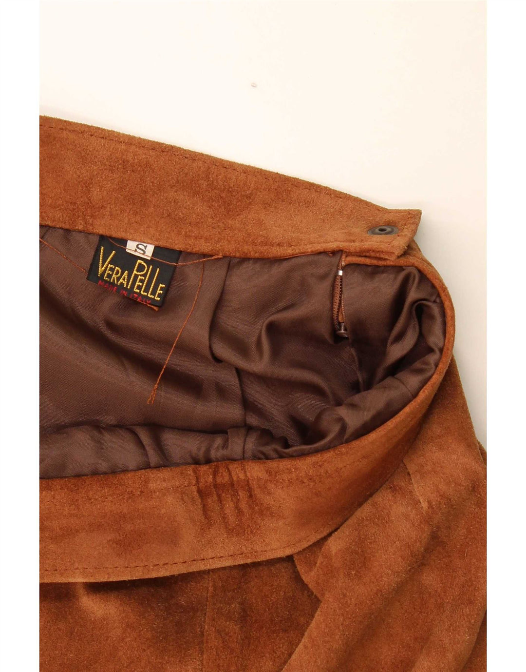 Vintage Γυναικεία Suede Φούστα Μικρή W27 Καφέ Δερμάτινη