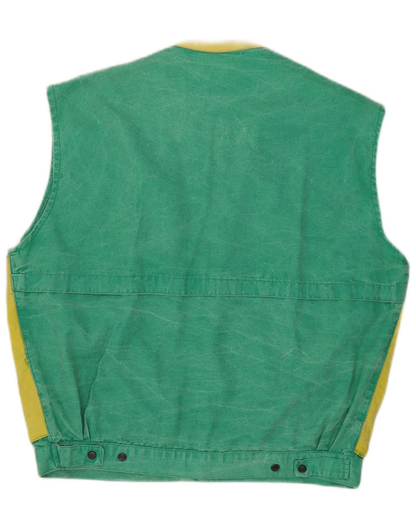 Zip Mens Utility Gilet UK 36 Small Green Colourblock Βαμβακερό