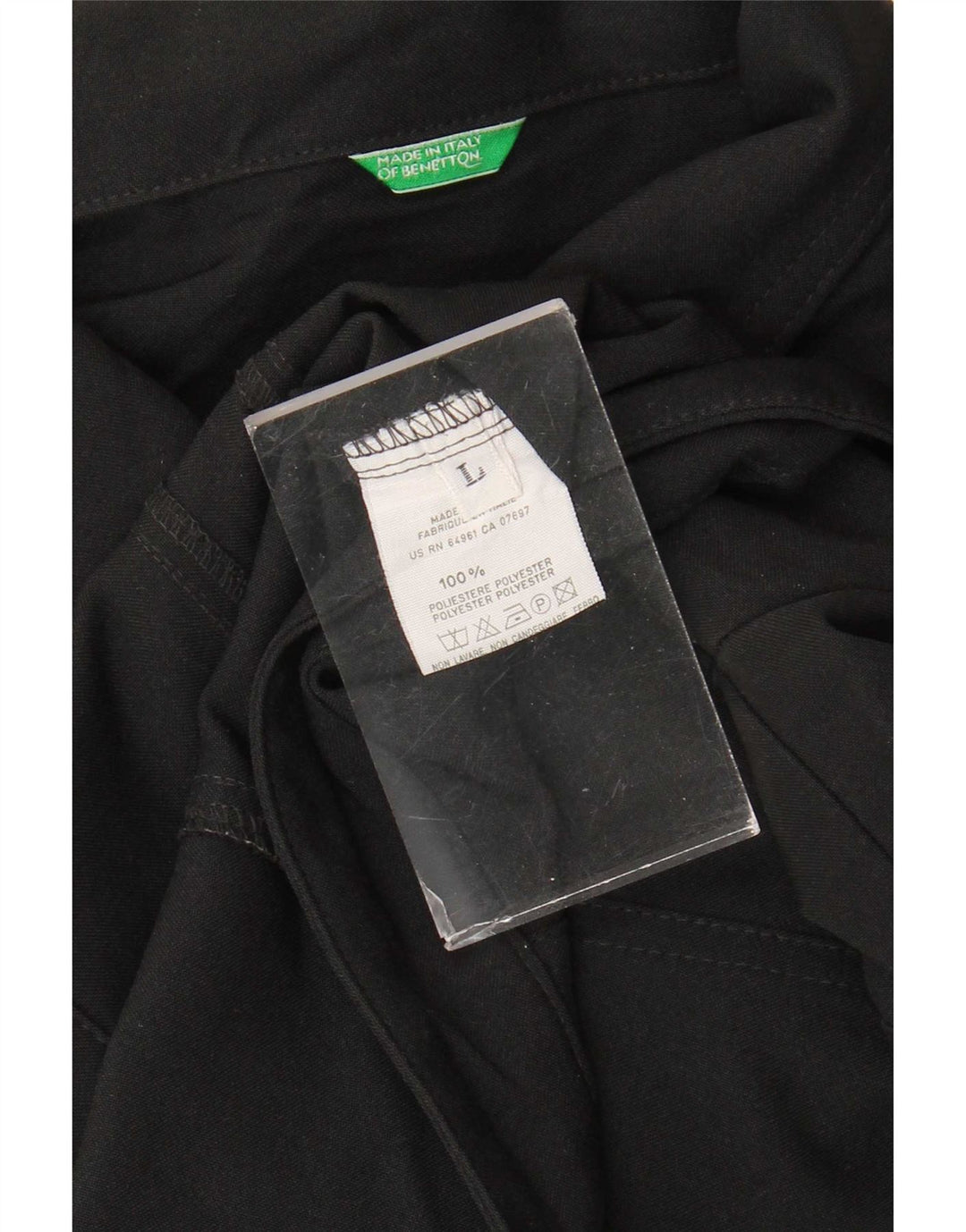 Benetton Γυναικείο Crop Bomber Jacket UK 14 Large Black Polyester