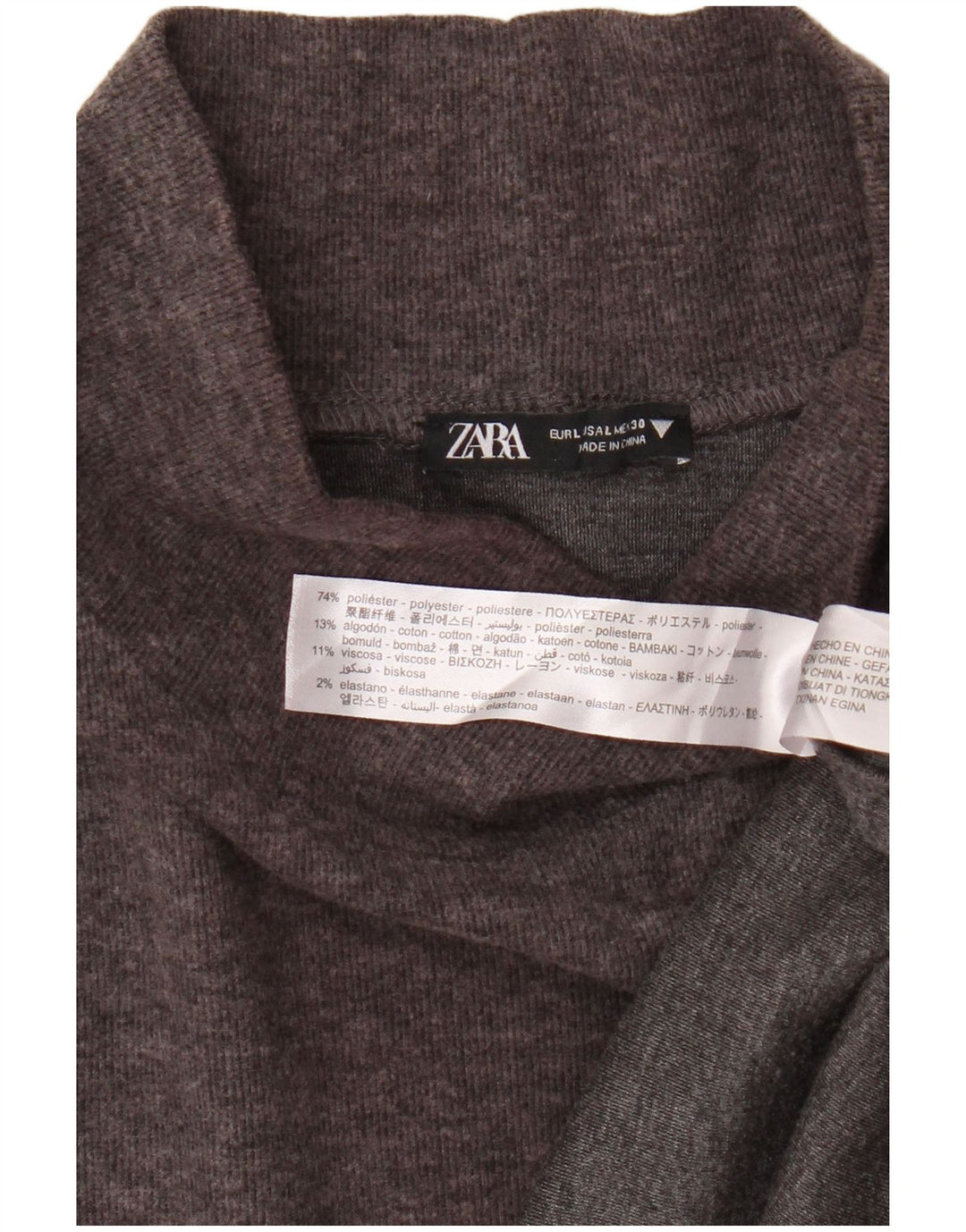 Zara Γυναικείο φόρεμα με μανίκια 3/4 UK 16 Large καφέ πολυεστέρας