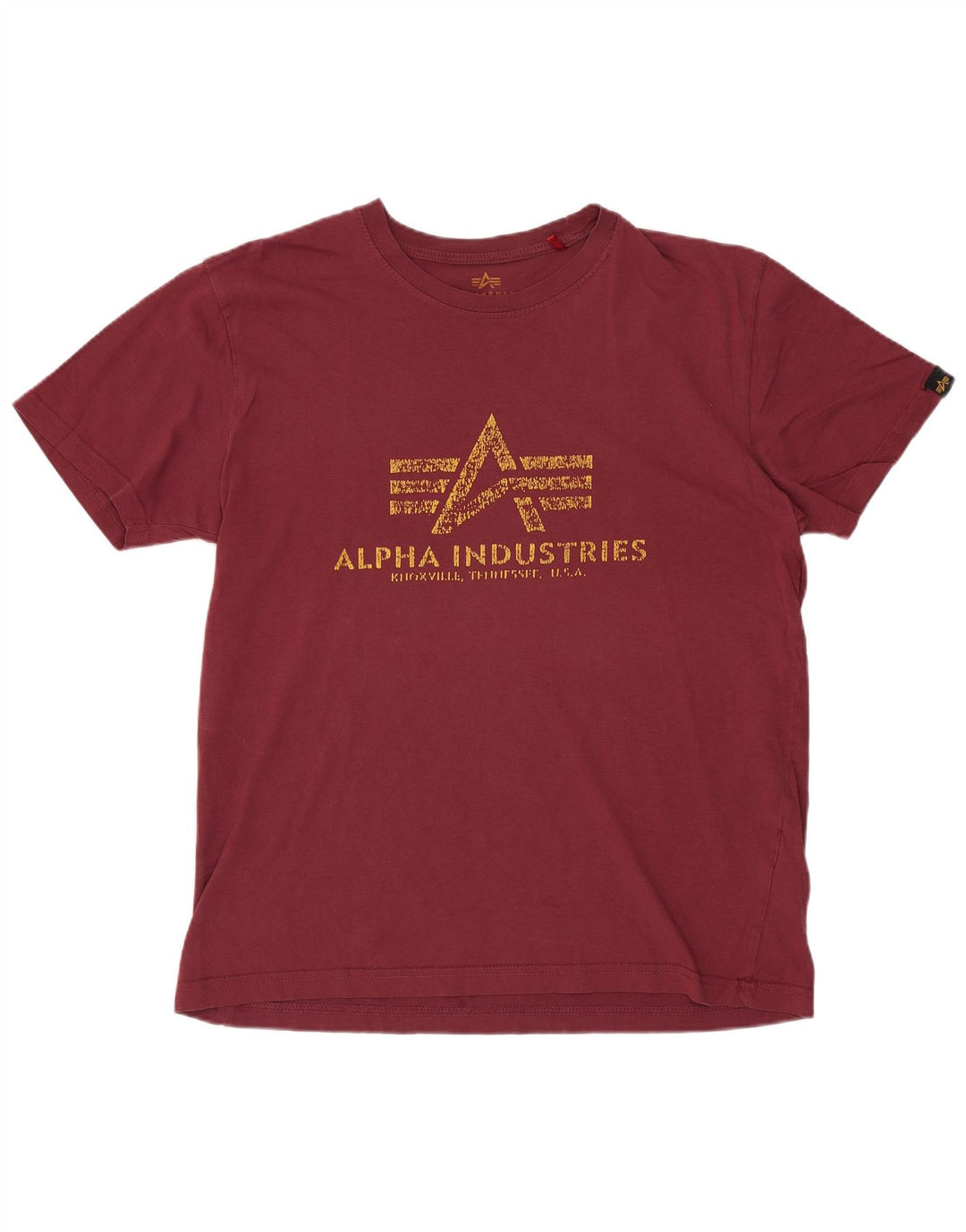 Γυναικείο γραφικό μπλουζάκι ALPHA INDUSTRIES Top UK 14 μεσαίο βαμβακερό μπορντό