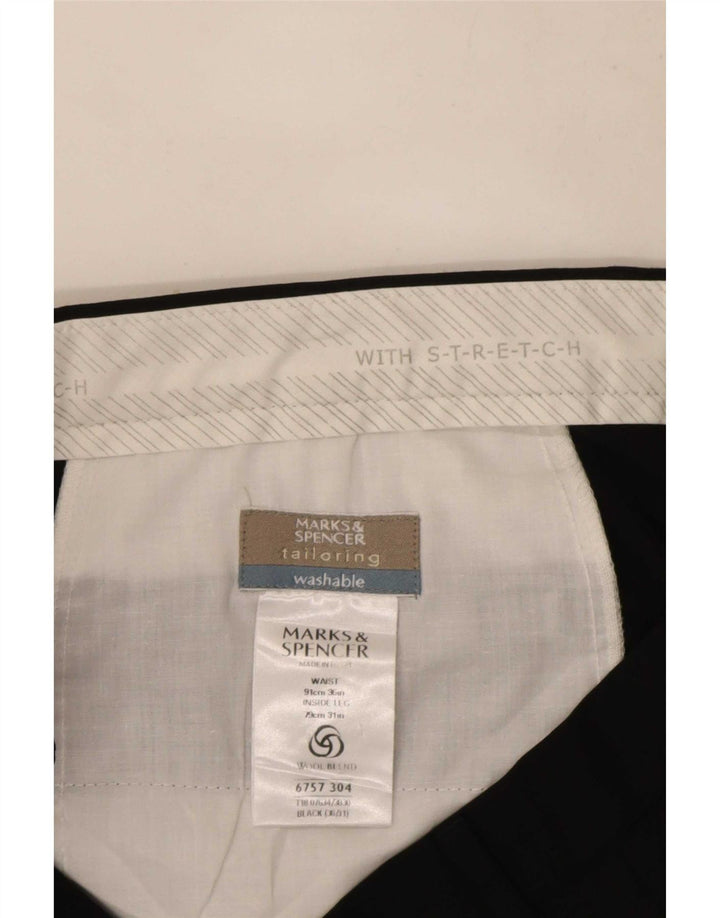 Marks & Spencer Ανδρικό παντελόνι με καρφίτσα W36 L31 Μαύρο πολυεστέρα