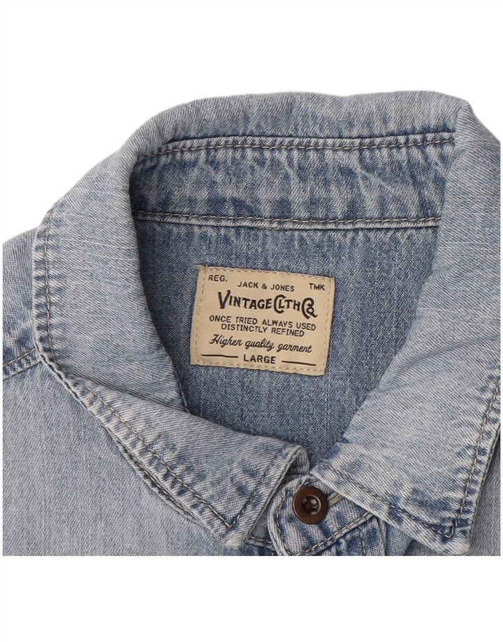 JACK & JONES Mens Denim Shirt Large Blue Cotton