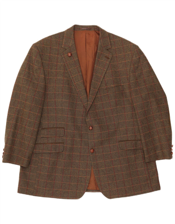 Vintage Ανδρικό σακάκι 2 κουμπιών Blazer IT 54 2XL Green Check Wool