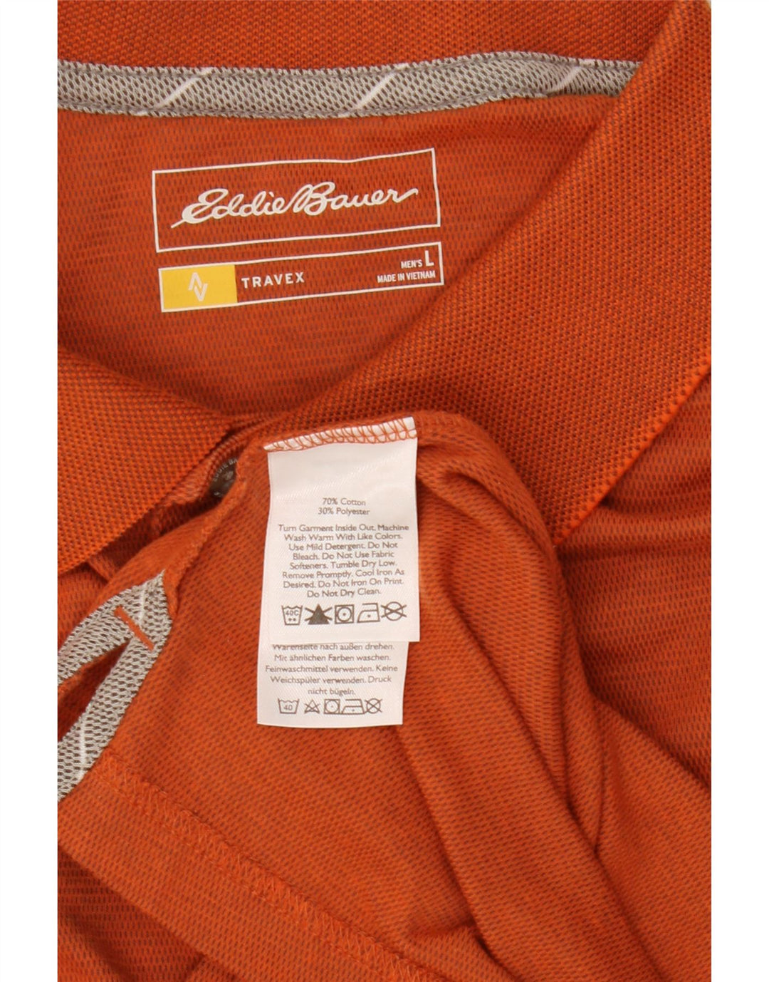 Ανδρικό πουκάμισο πόλο Eddie Bauer, μεγάλο πορτοκαλί βαμβακερό