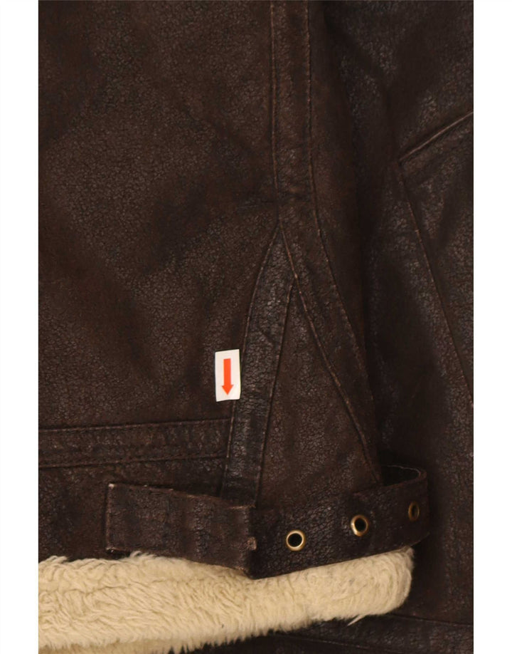 CINTI Ανδρικό Sherpa Δερμάτινο Μπουφάν UK 42 XL Καφέ