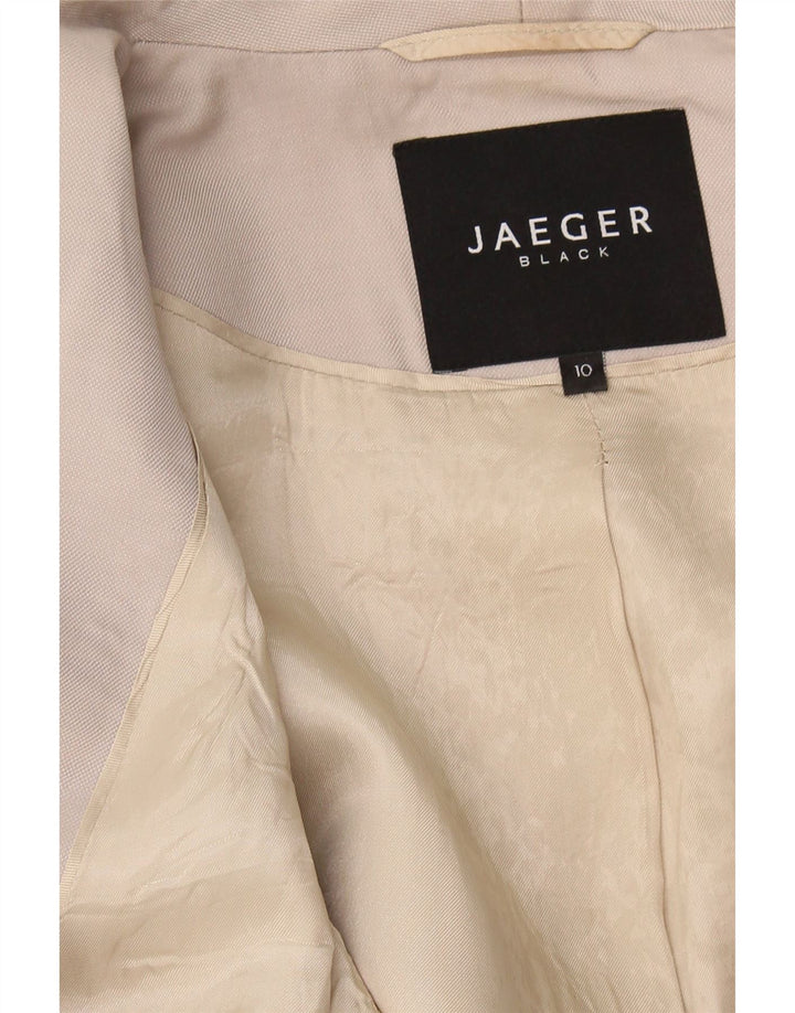 JAEGER Womens 1 Button Blazer Jacket UK 10 Small Beige Cotton