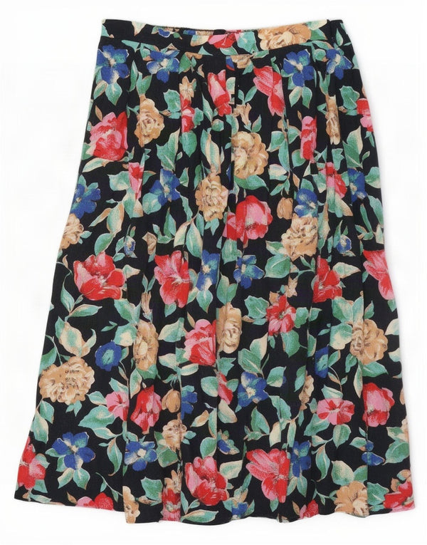 Vintage Γυναικεία Πλισέ Φούστα W32 Μεγάλη Μαύρη Floral