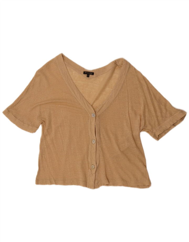 Massimo Dutti Γυναικεία κοντομάνικη ζακέτα τοπ UK 14 Medium Beige