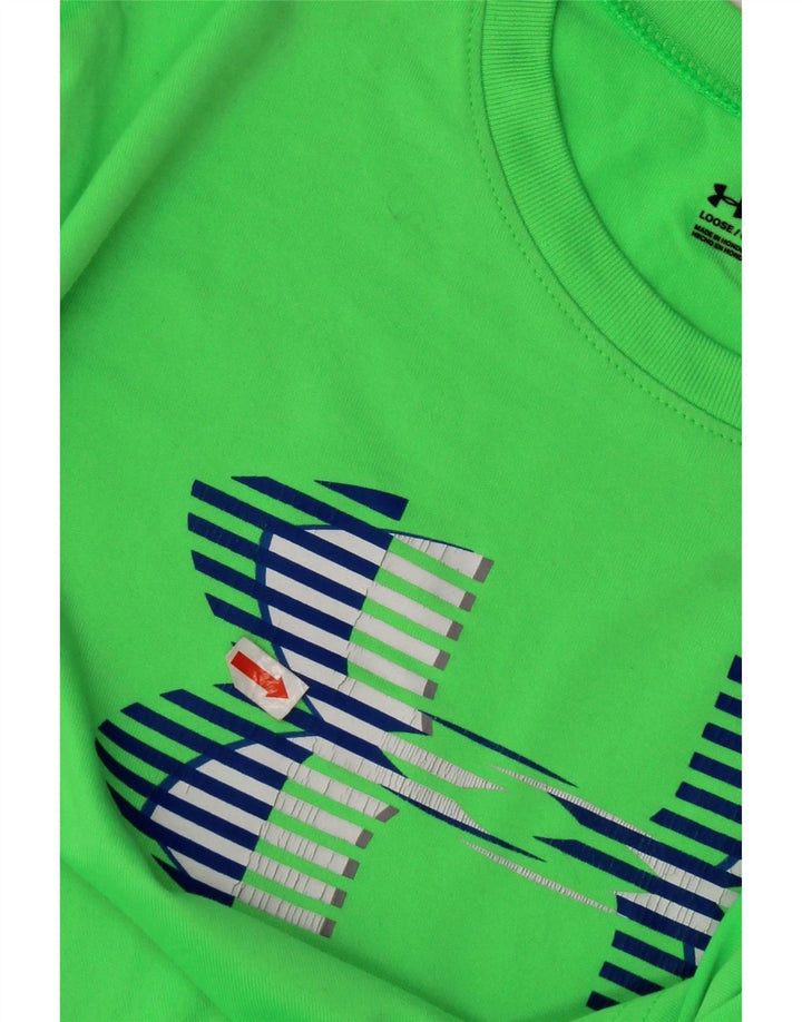 UNDER Armour Boys Heat Gear Graphic T-shirt Top 13-14 Years XL Green