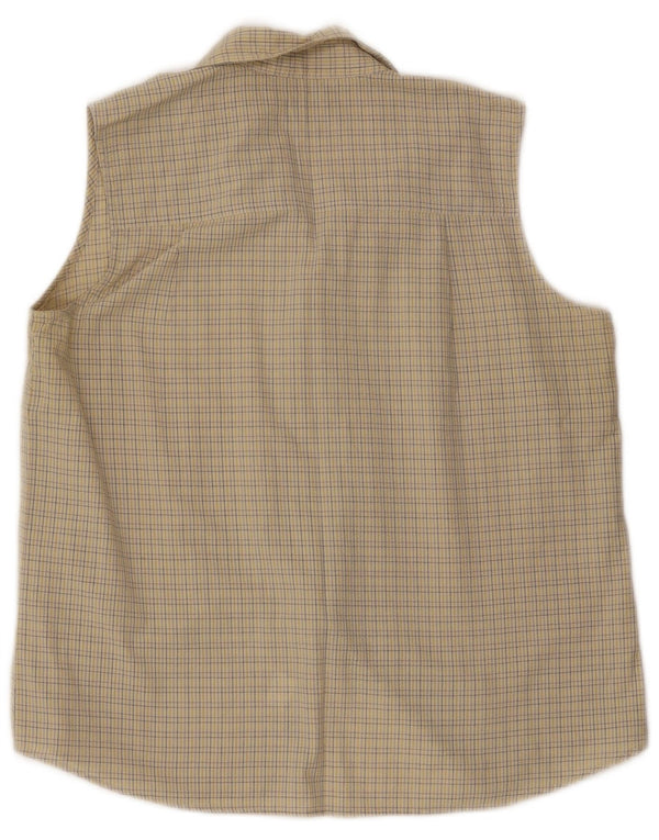 Patagonia γυναικείο αμάνικο πουκάμισο μπλούζα UK 16 Large Beige Check
