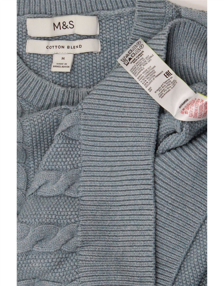 Marks & Spencer Ανδρικό πουλόβερ με λαιμόκοψη μεσαίου μπλε πολυεστέρα
