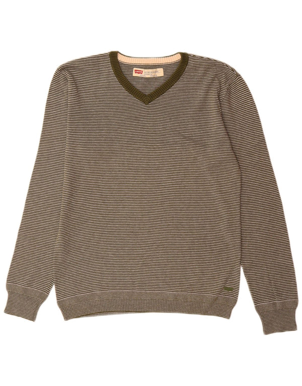 Ανδρικό πουλόβερ Levi's Slim Fit Jumper με λαιμόκοψη σε μεσαίο πράσινο ρίγες