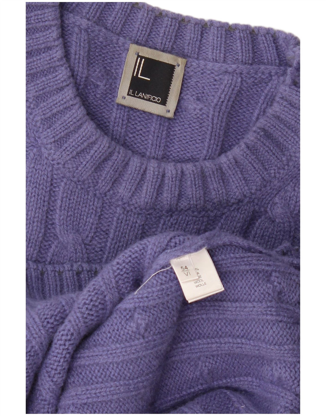 Ανδρικό πουλόβερ IL Lanificio Crew Neck Jumper IT 54 XL Μωβ μαλλί