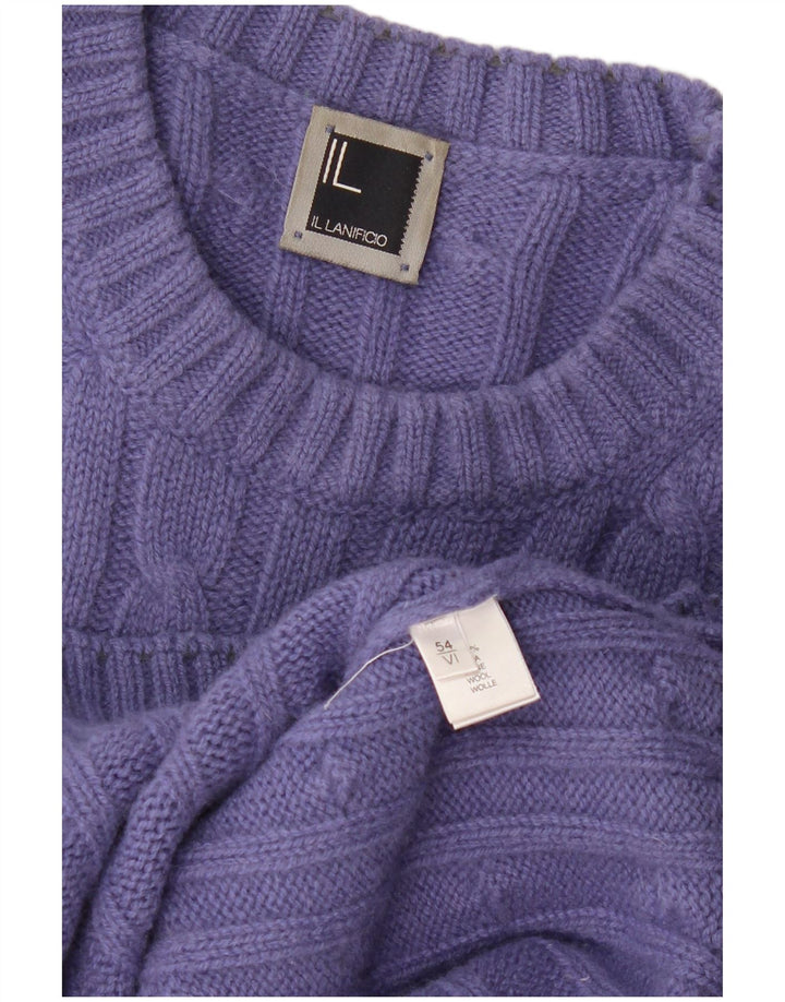 Ανδρικό πουλόβερ IL Lanificio Crew Neck Jumper IT 54 XL Μωβ μαλλί