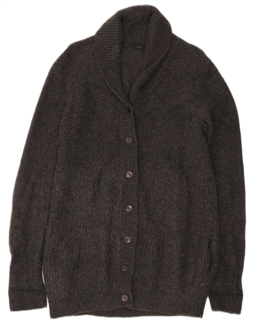 Cos Γυναικεία Ζακέτα Longline UK 10 Small Grey Wool