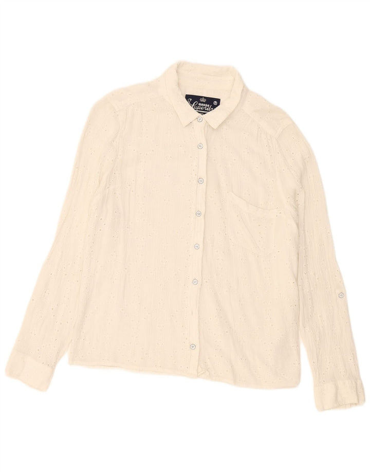 Superdry γυναικείο πουκάμισο UK 18 XL Λευκό βαμβακερό