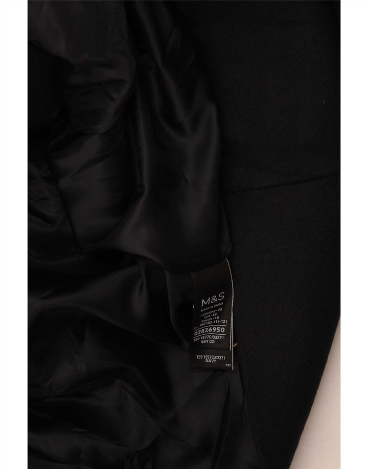 Zara Γυναικείο παλτό μπιζελιού UK 20 2XL Navy Blue Polyester