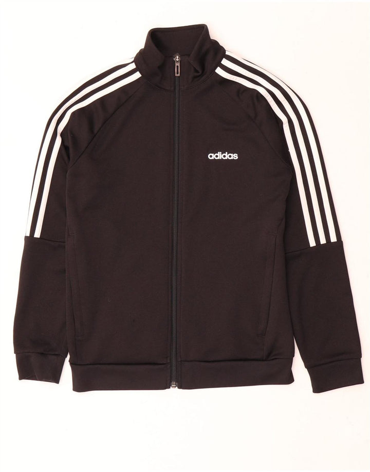 Adidas Boys Climalite Tracksuit Top Jacket 11-12 Years Black Polyester