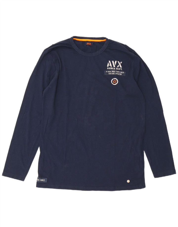 Ανδρικό γραφικό τοπ Avirex μακρυμάνικο XL Navy Blue βαμβακερό