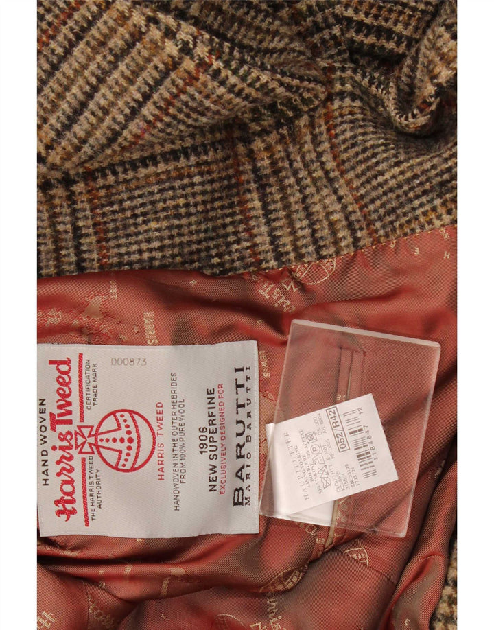 Harris Tweed Ανδρικό σακάκι 2 κουμπιών Blazer IT 52 XL Καφέ μαλλί