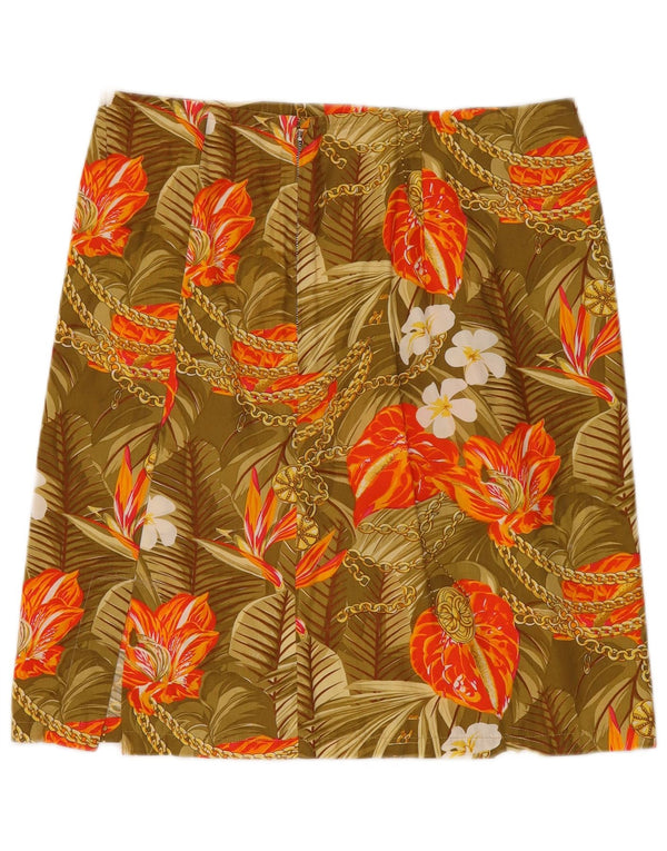 Vintage Γυναικεία Μίνι Φούστα W32 Large Khaki Floral Tropical