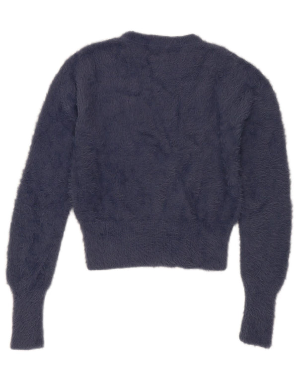 Zara Γυναικείο πουλόβερ με λαιμόκοψη Crop Crop UK 12 Medium Navy Blue Nylon