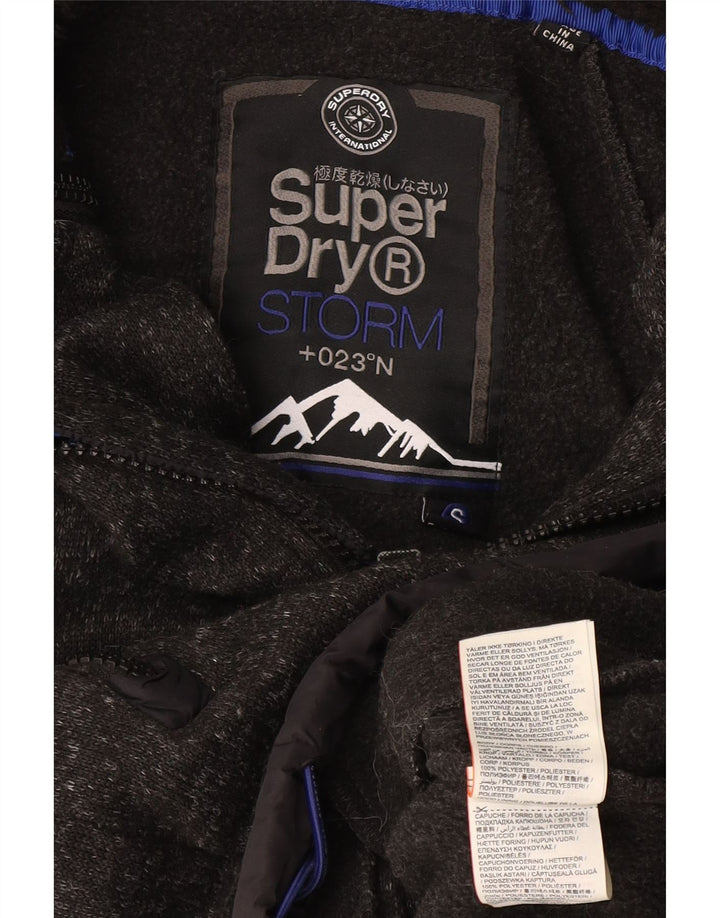 Ανδρικό πουλόβερ με κουκούλα με φερμουάρ Superdry από πολυεστέρα με κουκούτσια σε γκρι
