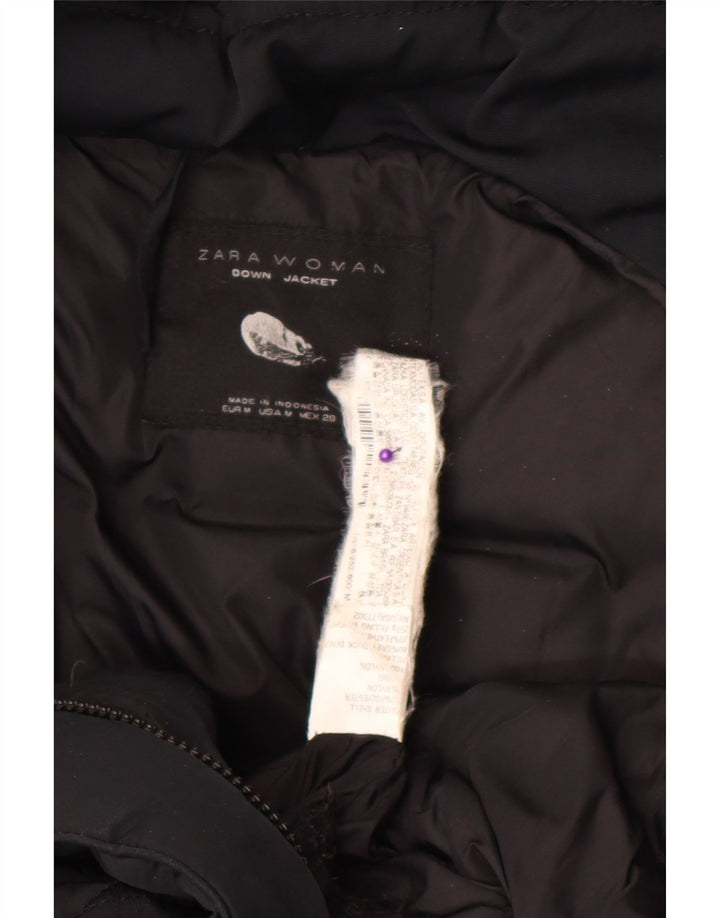 Zara Γυναικείο παλτό με κουκούλα UK 12 Medium Black Nylon