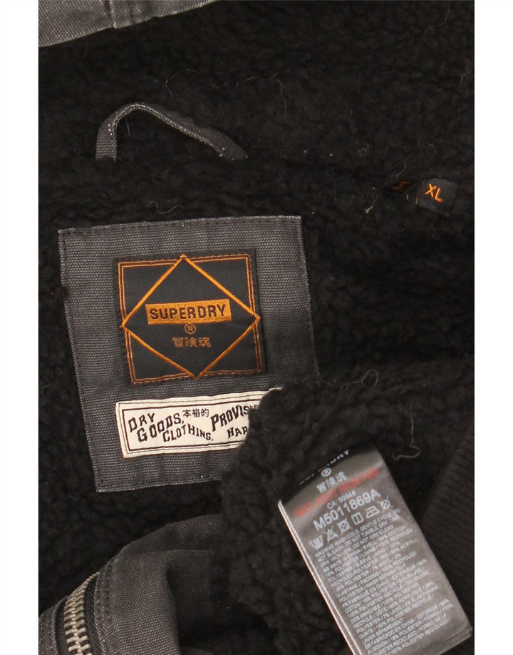 Ανδρικό μπουφάν Sherpa με κουκούλα SUPERDRY UK 42 XL Γκρι βαμβακερό
