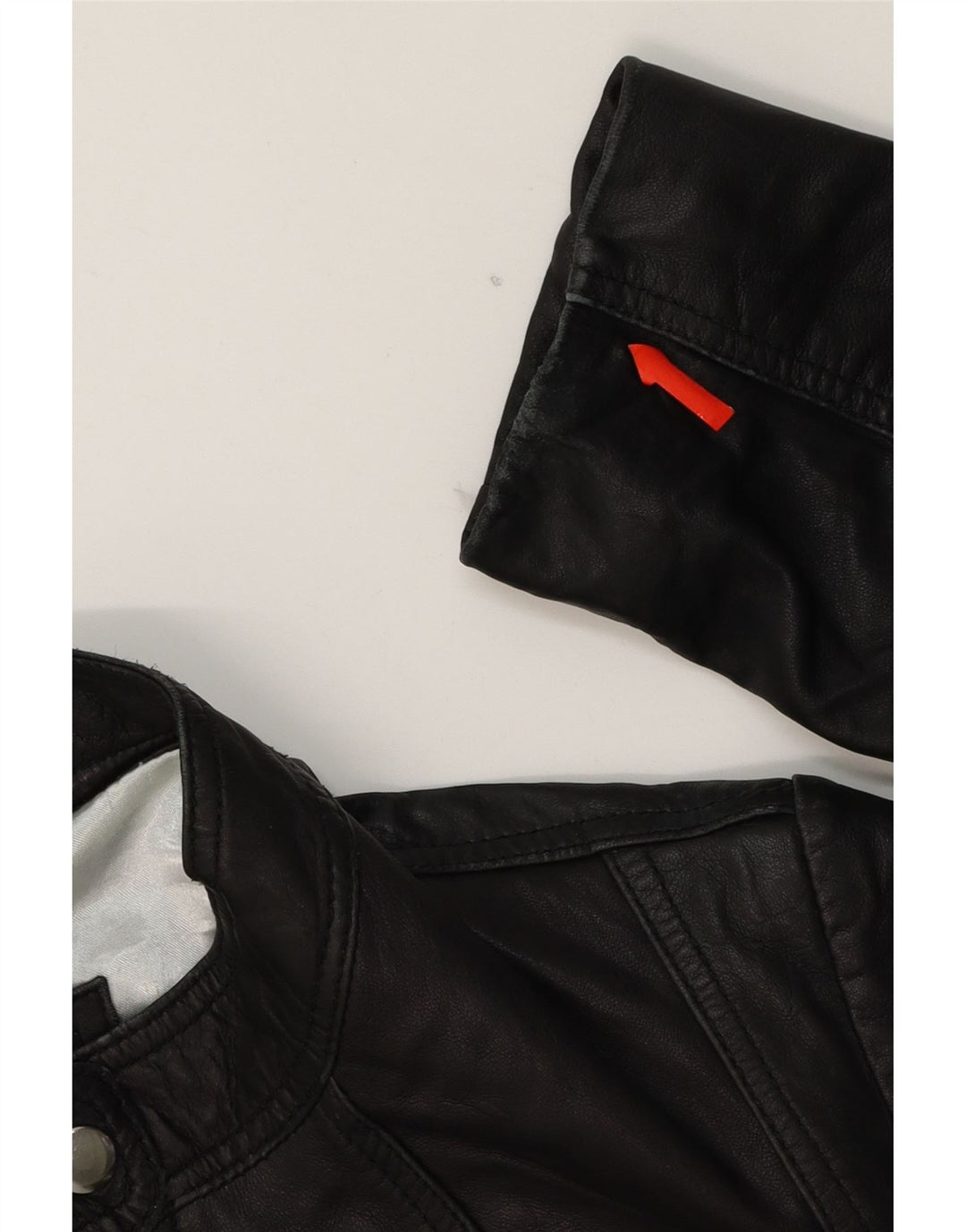 PRATO Womens Crop Leather Jacket EU 40 Medium Black Leather Vintage Prato and Second-Hand Prato from Messina Hembry 