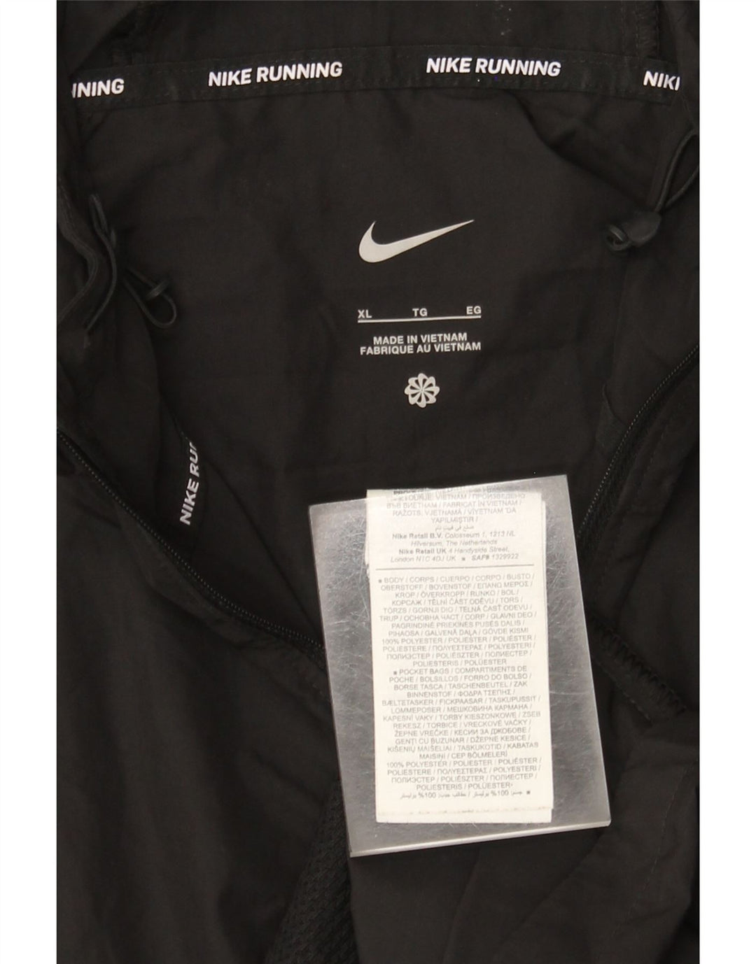 Ανδρικό μπουφάν βροχής με κουκούλα Nike UK 42 XL μαύρο πολυεστέρα