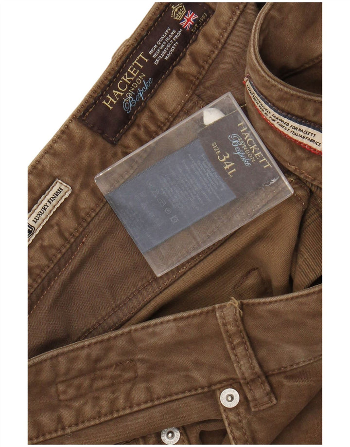 HACKETT Ανδρικό Slim Casual Παντελόνι W34 L34 Καφέ Βαμβακερό
