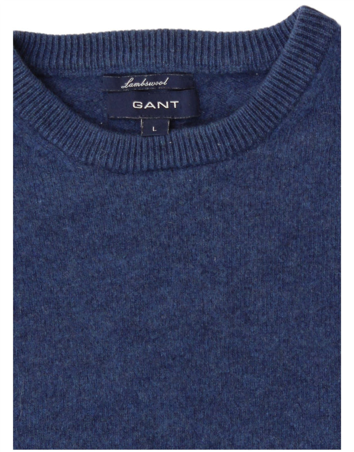 Πουλόβερ GANT Boys Crew Neck Jumper 12-13 Years Large Blue Lambswool