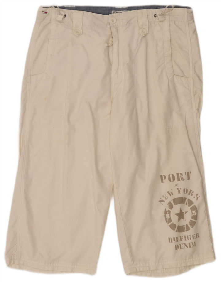 TOMMY HILFIGER Ανδρικό γραφικό βερμούδα μεσαίο W32 λευκό βαμβακερό