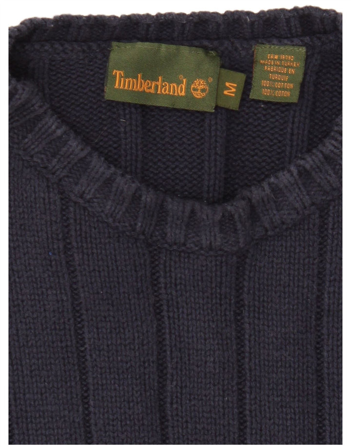 Ανδρικό πουλόβερ Timberland με λαιμόκοψη, μεσαίο μπλε βαμβακερό