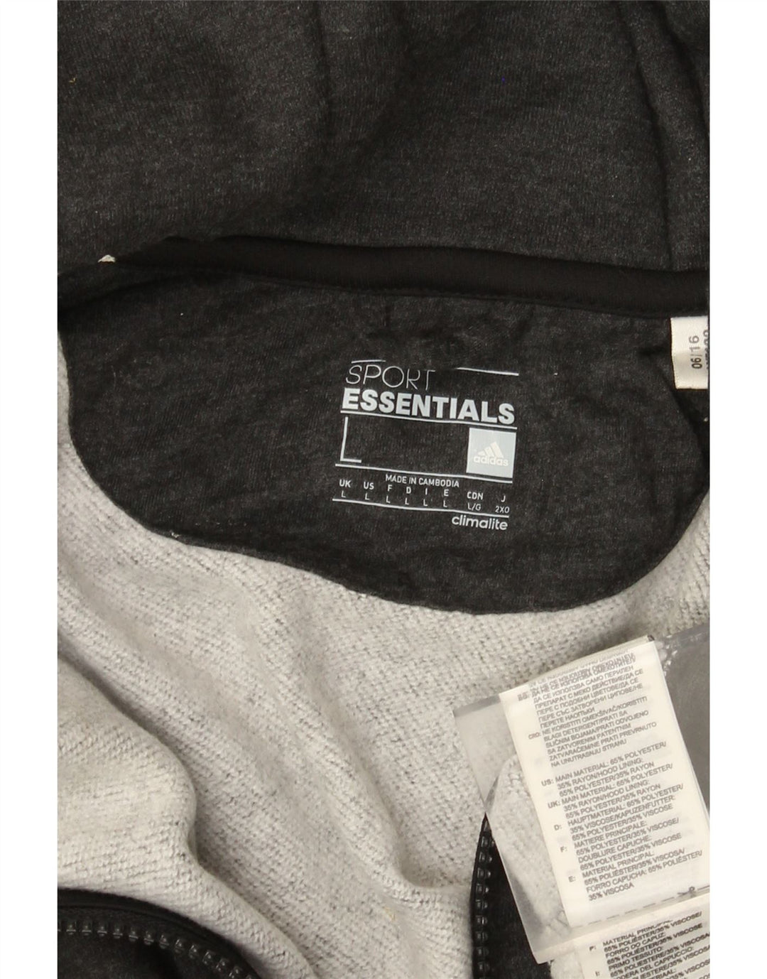 Ανδρικό πουλόβερ με κουκούλα με φερμουάρ Adidas μεγάλο γκρι πολυεστέρα