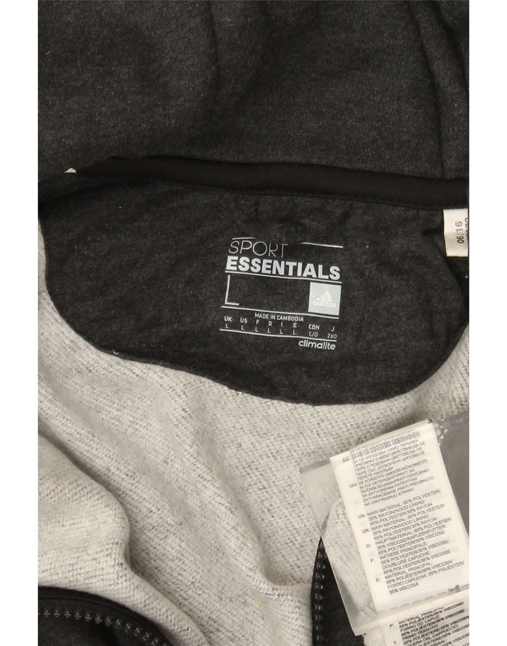 Ανδρικό πουλόβερ με κουκούλα με φερμουάρ Adidas μεγάλο γκρι πολυεστέρα