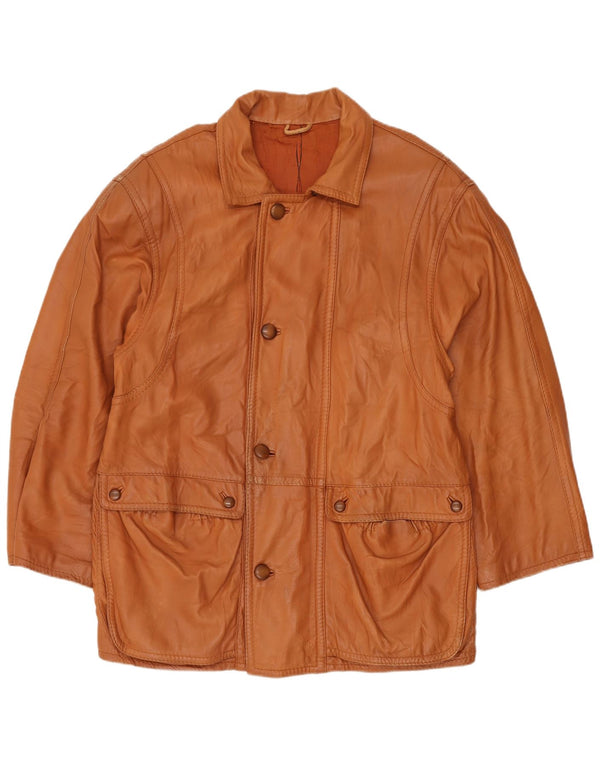 VINTAGE Ανδρικό Δερμάτινο Παλτό IT 54 2XL Καφέ Δερμάτινο