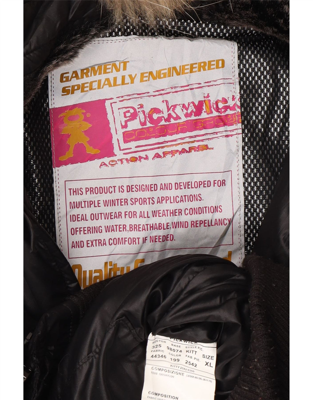 PICKWICK Γυναικείο μπουφάν με κουκούλα UK 18 XL μαύρο νάιλον