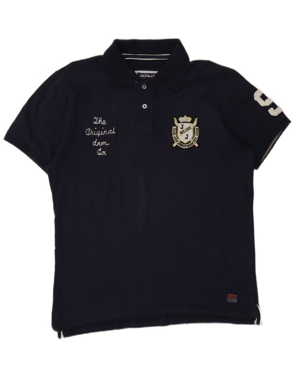 Jack & Jones Ανδρικό γραφικό πόλο μπλουζάκι XL Navy Blue Cotton