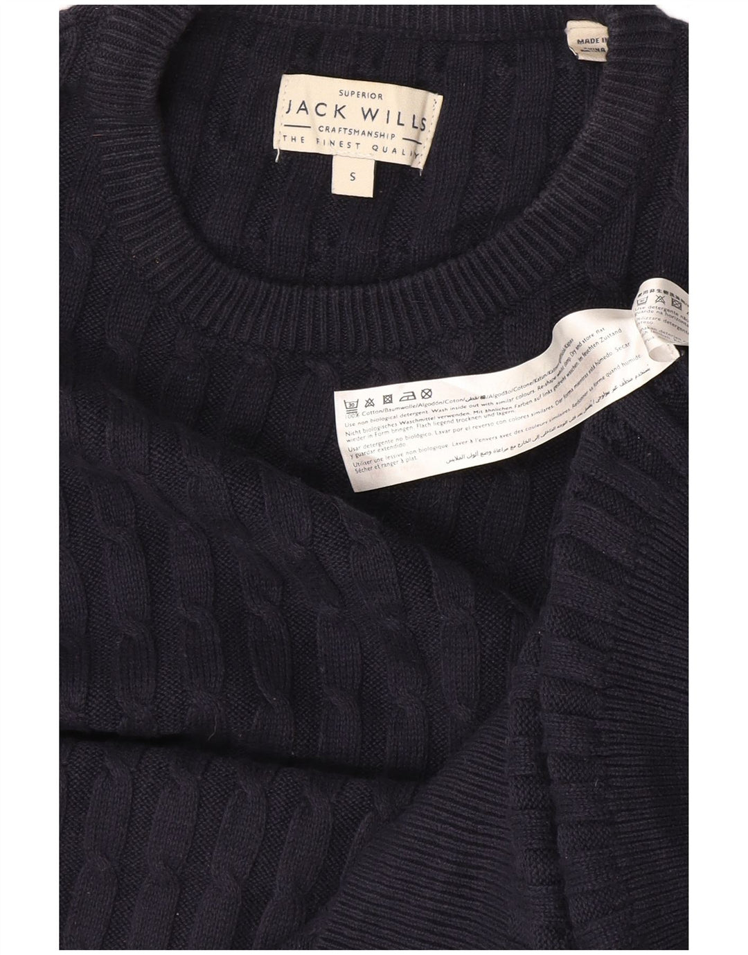 Jack Wills Ανδρικό πουλόβερ με λαιμόκοψη, βαμβακερό μπλε ναυτικό