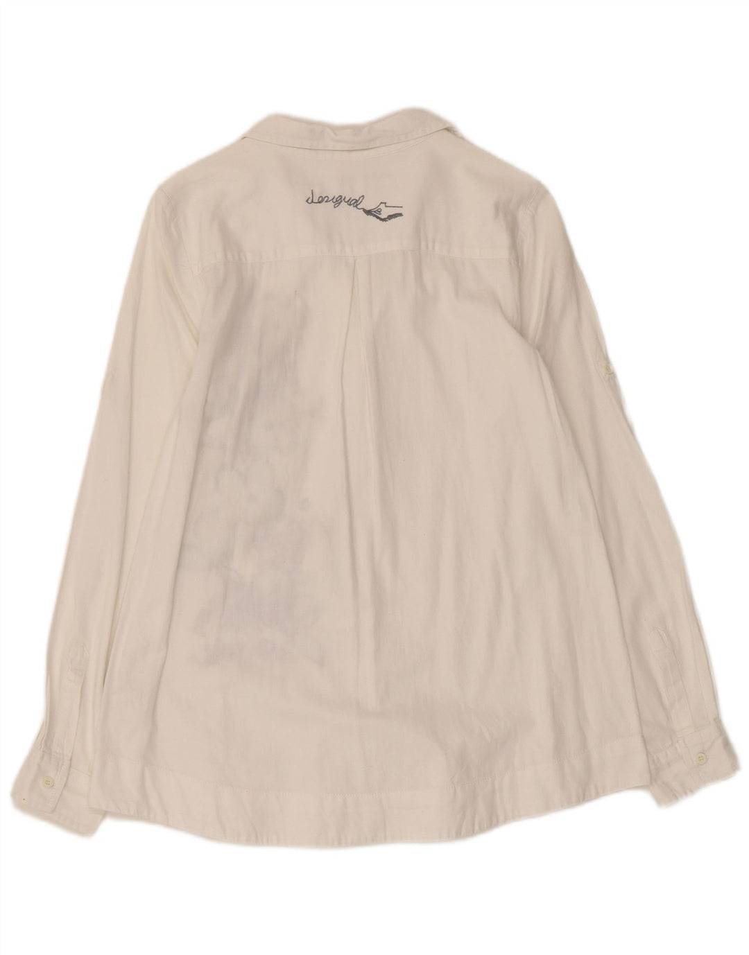 DESIGUAL Γυναικείο γραφικό πουκάμισο UK 10 Small White Floral Βαμβακερό