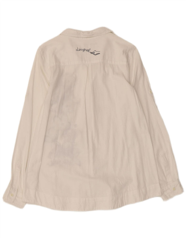 DESIGUAL Γυναικείο γραφικό πουκάμισο UK 10 Small White Floral Βαμβακερό