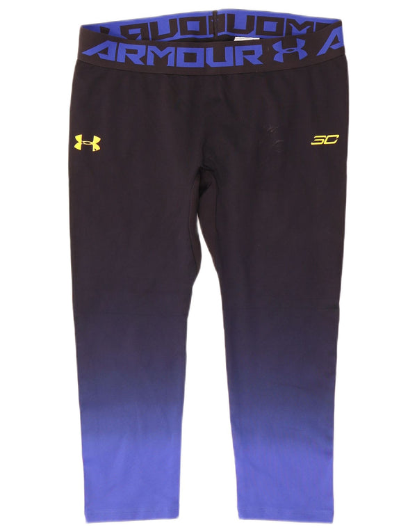 Under Armour Γυναικεία Heat Gear Crop κολάν UK 20 2XL Black Colourblock
