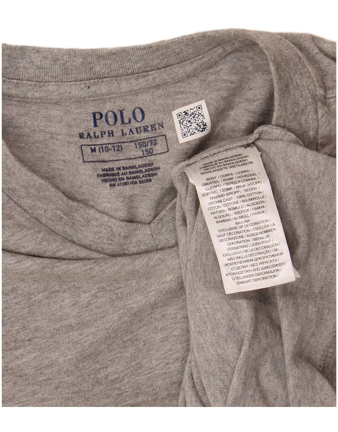 Μπλουζάκι POLO RALPH LAUREN Κοριτσίστικο μπλουζάκι 8-9 ετών, μεσαίο γκρι βαμβακερό