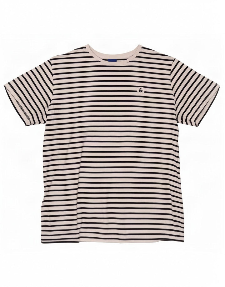 Jack & Jones Ανδρικό T-Shirt Top μεγάλο λευκό βαμβακερό ριγέ